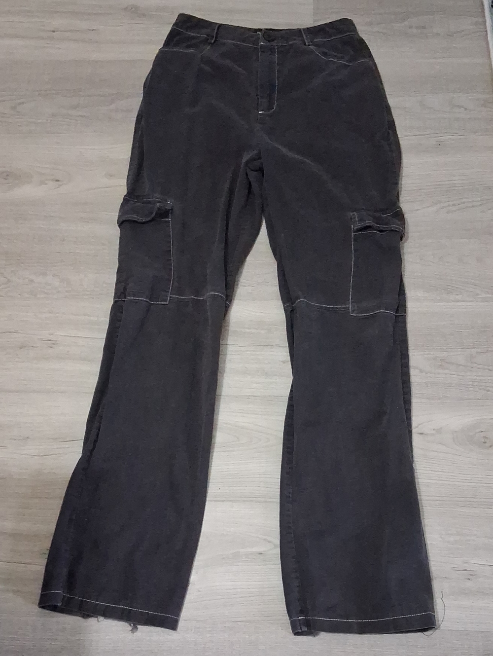 Pretty Little Thing 100% Cotton Cargo Pants Y2k Skater,  White Stitching, 00-2